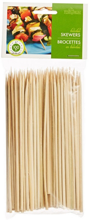 Fox Run Pack of 100 6" Bamboo Skewers by Kitchen Niche