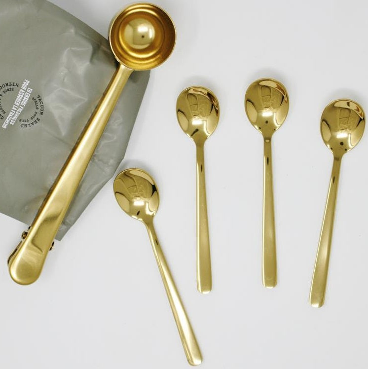 Cafe Culture Espresso Spoon Set with Gold Finish by Kitchen Niche