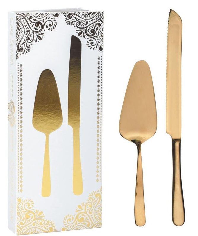 Natural Living Cake Serving Set with Gold Finish by Kitchen Niche