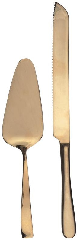 Natural Living Cake Serving Set with Gold Finish by Kitchen Niche