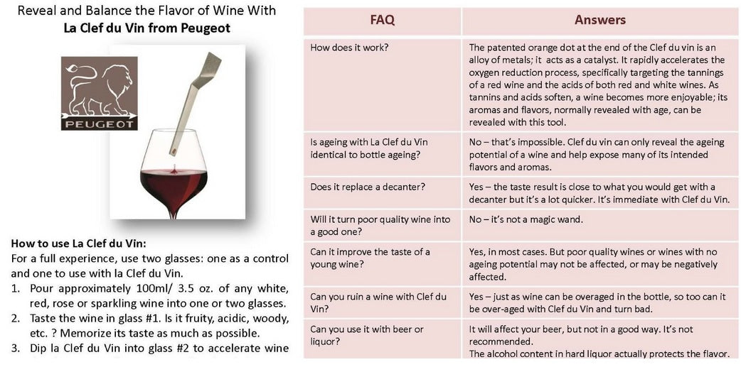 Peugeot La Clef du Vin Travel by Kitchen Niche