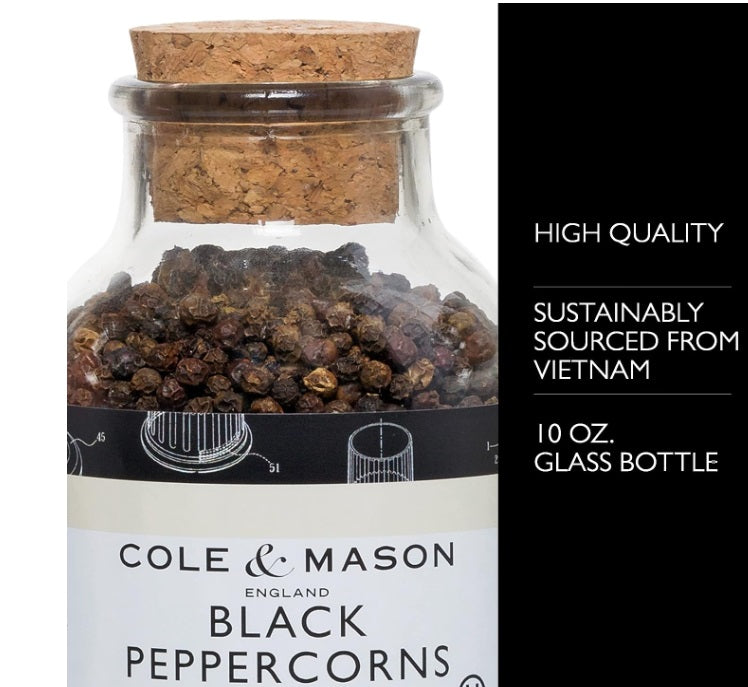 Cole & Mason Large Black Peppercorn Refill 10oz by Kitchen Niche