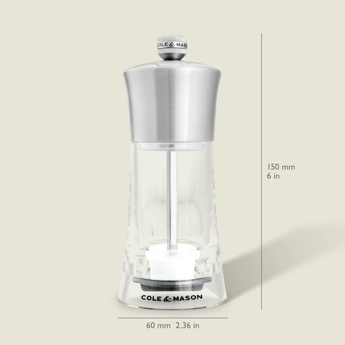 Cole & Mason Bromley Salt Mill – Acrylic & Stainless Steel