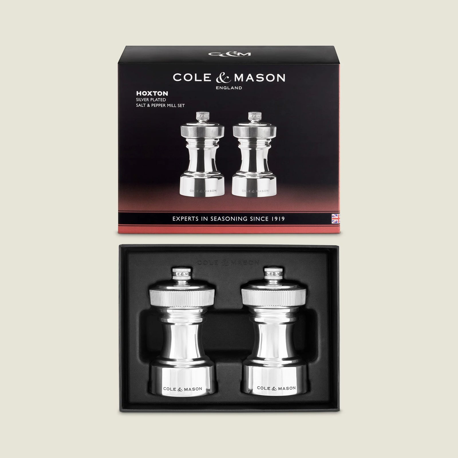 Cole & Mason Hoxton Salt & Pepper Mill Gift Set – Silver Plated