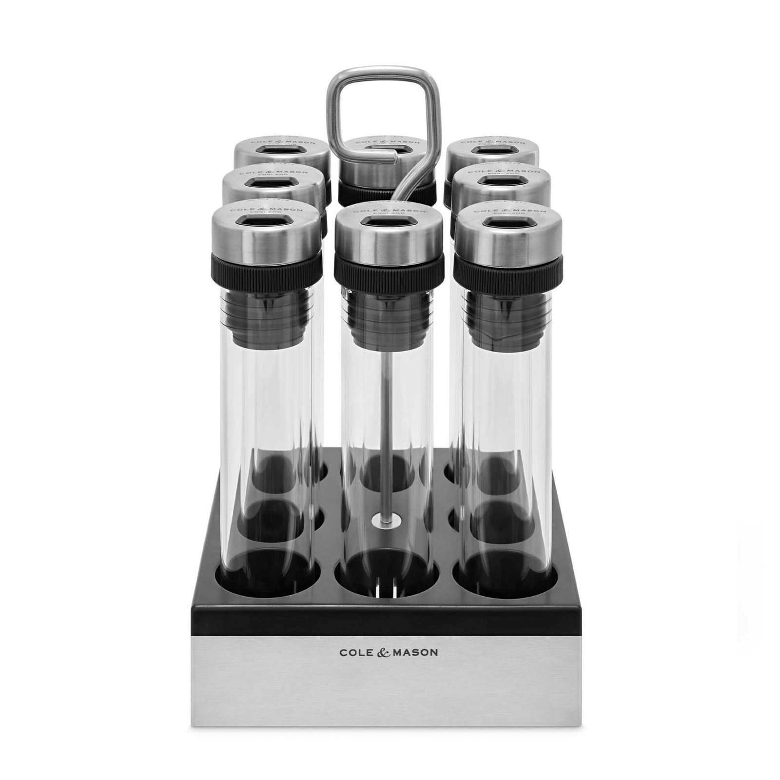 Cole & Mason Shadwell Countertop Spice Storage Set – 8 Glass Jars