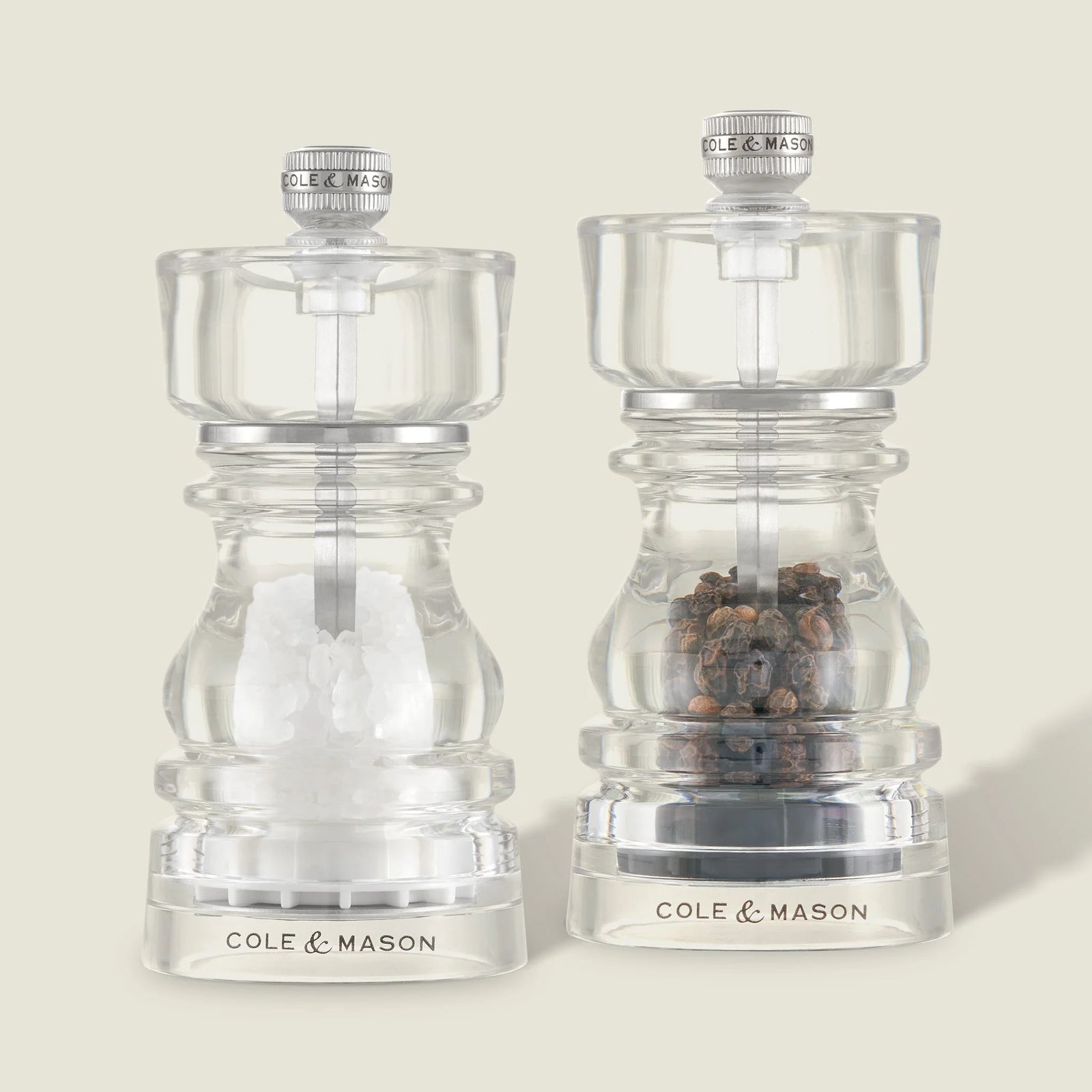 Cole & Mason London Collection Salt & Pepper Mill Gift Set – Acrylic – 5" / 13 cm (Pre-filled)