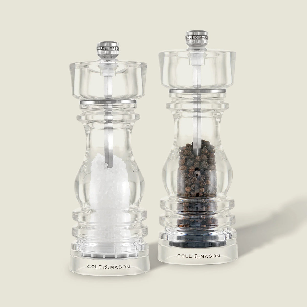 Cole &amp; Mason London Collection Salt &amp; Pepper Mill Gift Set – Acrylic – 7" / 18 cm (Pre-filled)