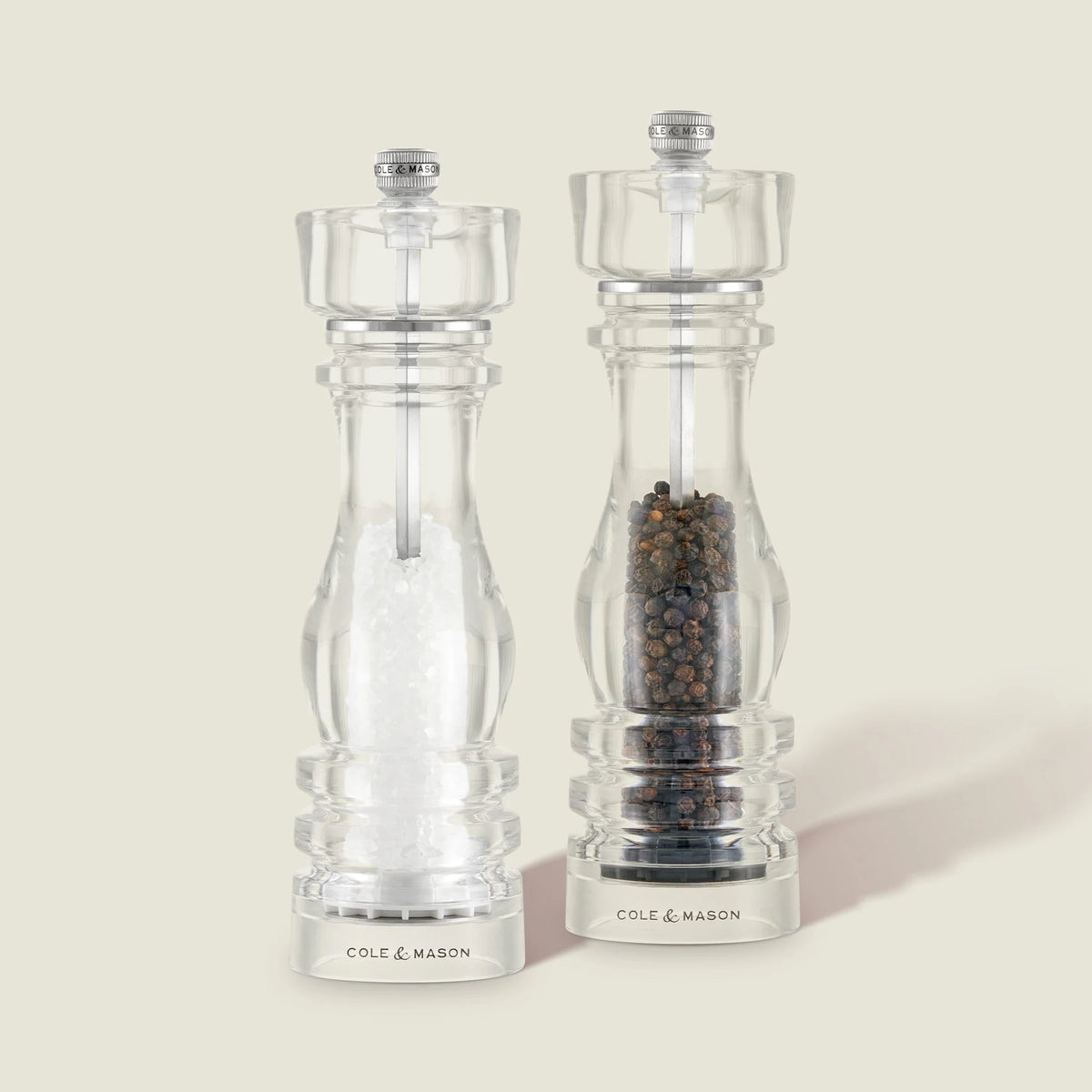 Cole &amp; Mason London Collection Salt &amp; Pepper Mill Gift Set – Acrylic – 8.5" / 22 cm (Pre-filled)