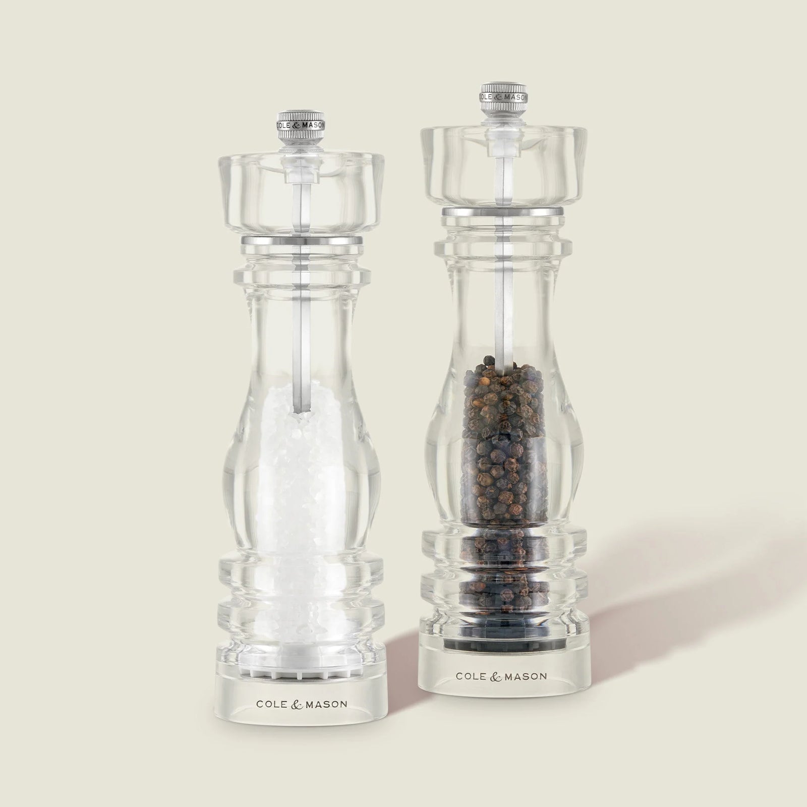 Cole & Mason London Collection Salt & Pepper Mill Gift Set – Acrylic – 8.5" / 22 cm (Pre-filled)