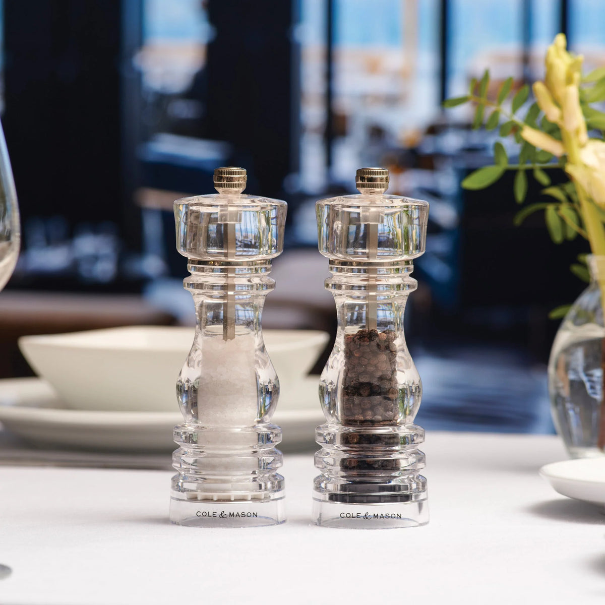 Cole & Mason London Collection Salt & Pepper Mill Gift Set – Acrylic – 7" / 18 cm (Pre-filled)