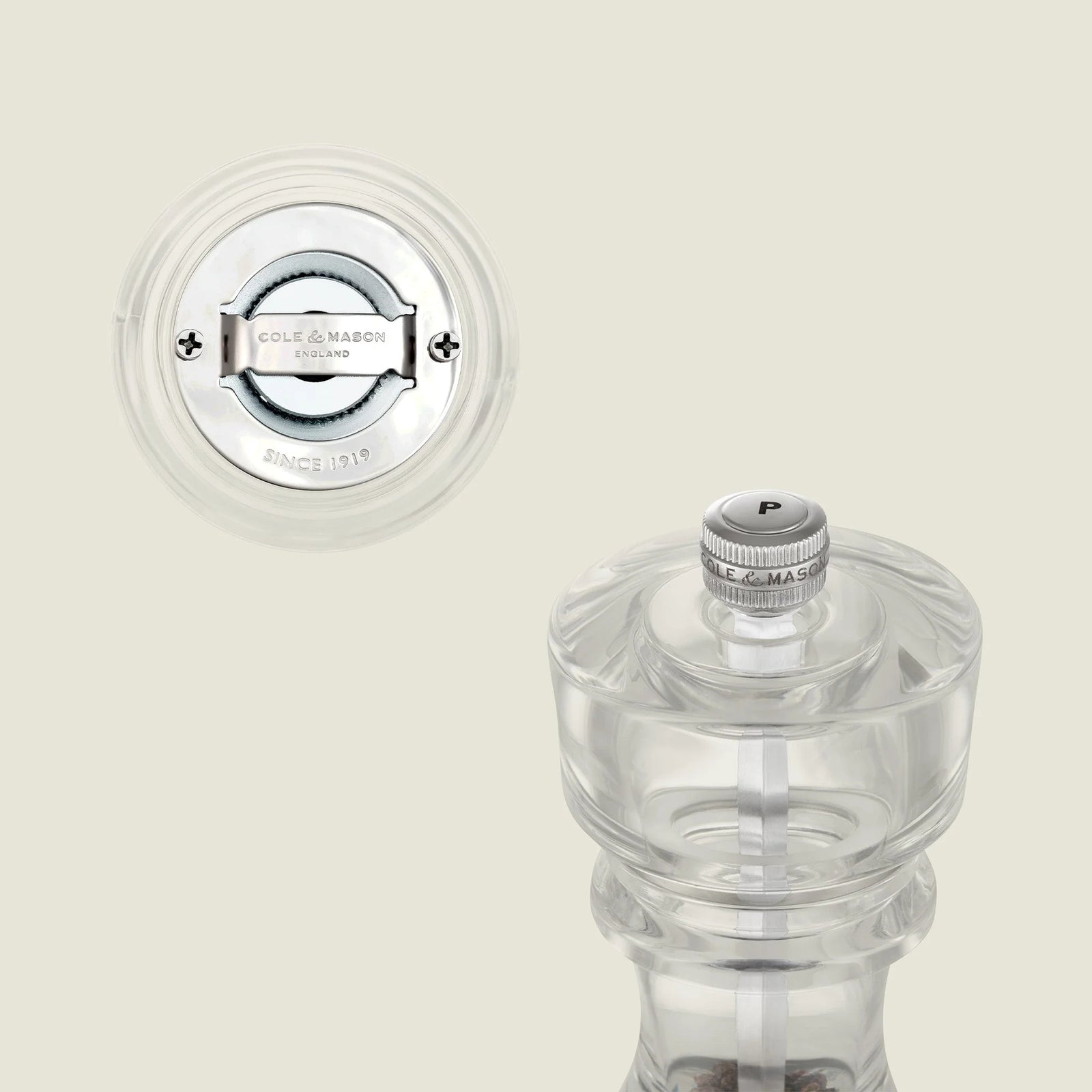 Cole & Mason London Pepper Mill – Acrylic – 5" / 13 cm (Pre-filled)