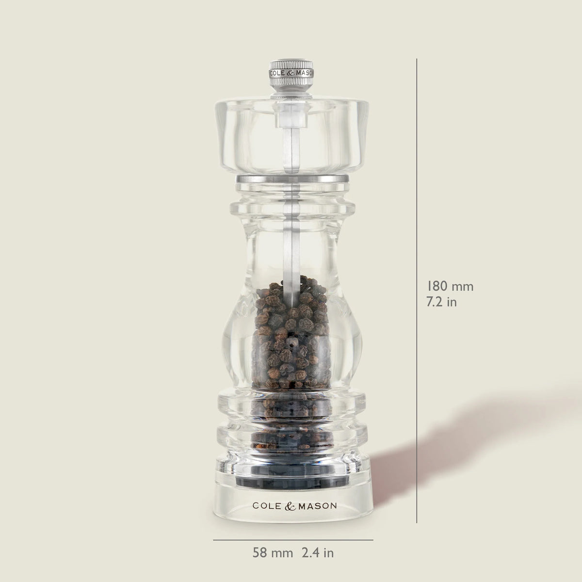 Cole & Mason London Collection Salt & Pepper Mill Gift Set – Acrylic – 7" / 18 cm (Pre-filled)