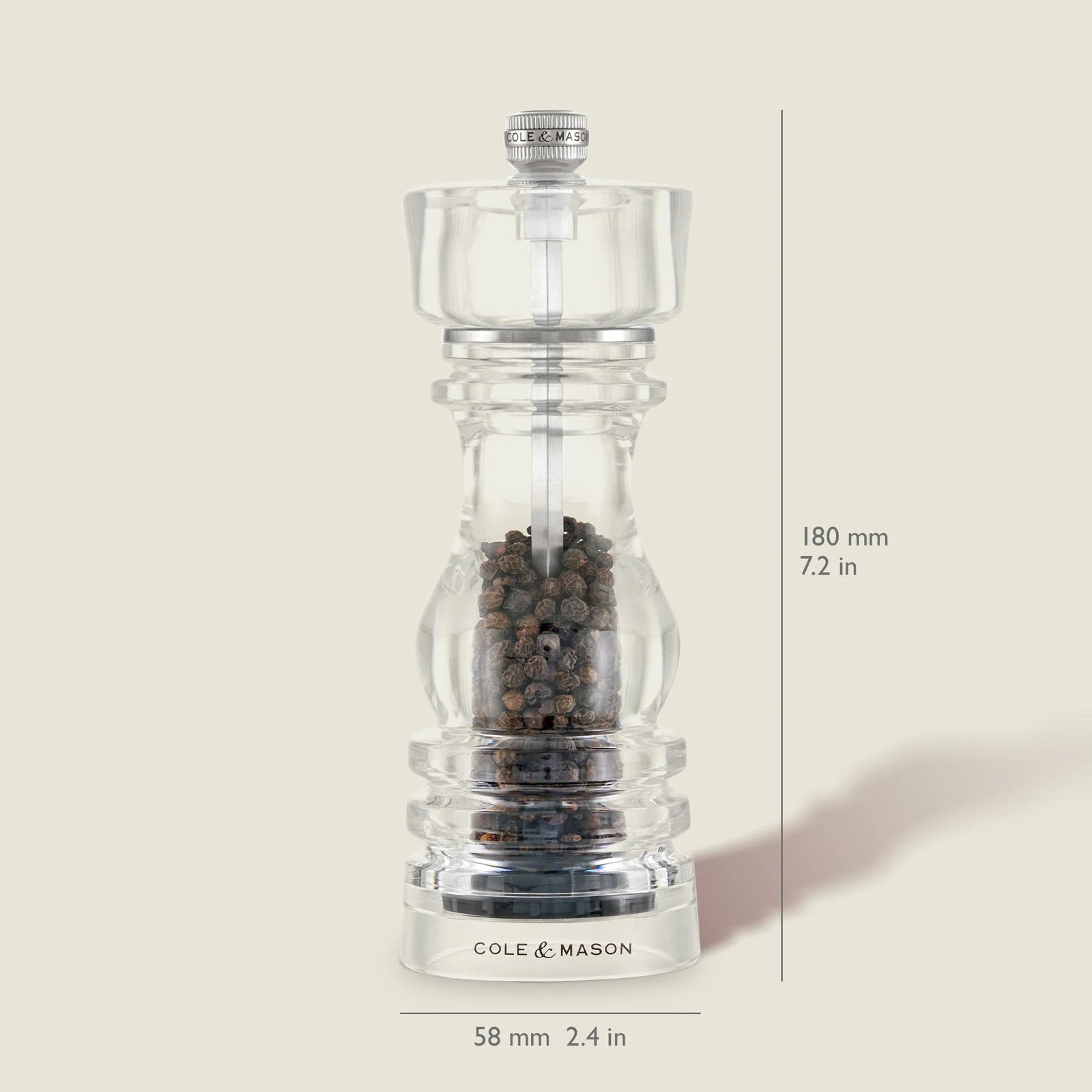 Cole & Mason London Collection Salt & Pepper Mill Gift Set – Acrylic – 7" / 18 cm (Pre-filled)