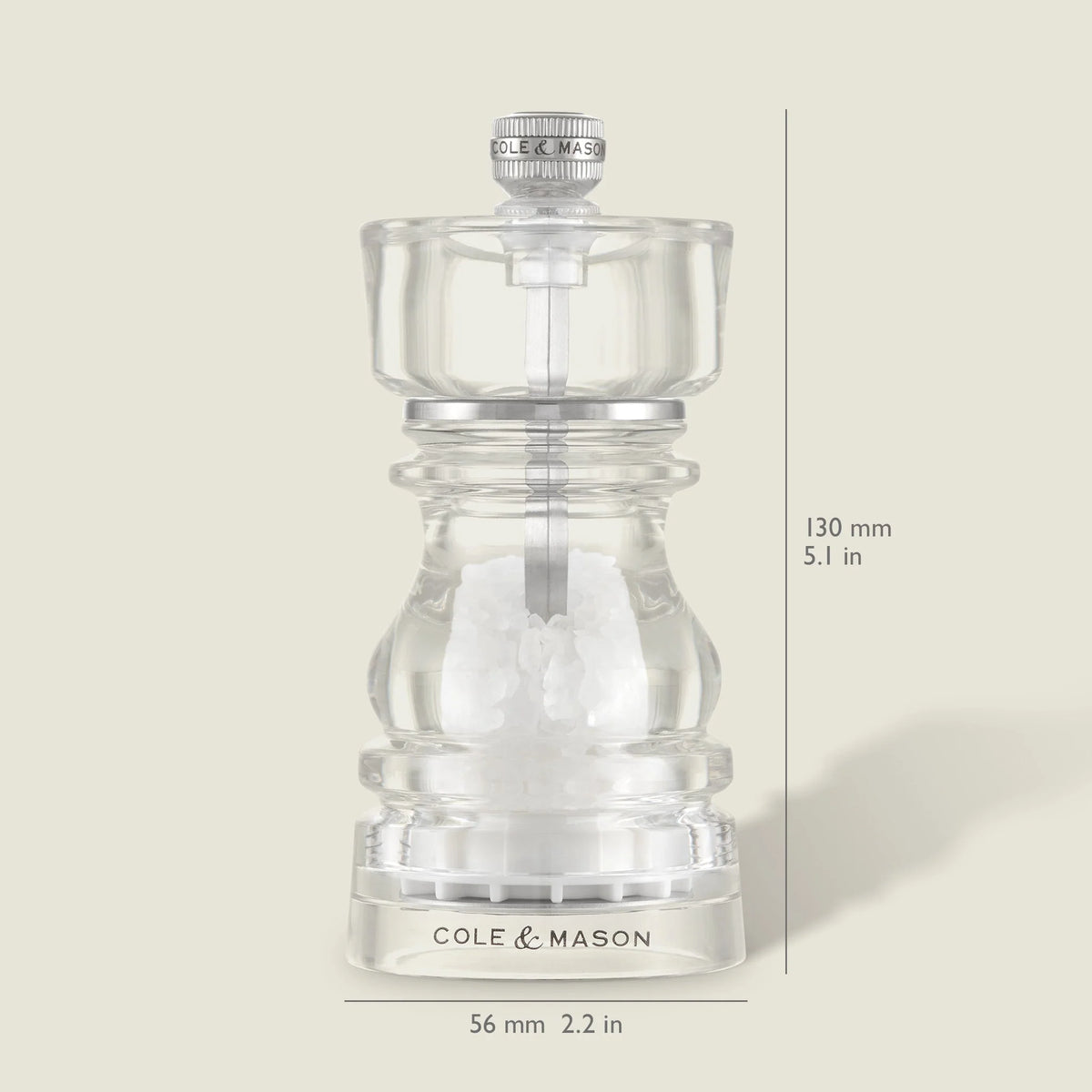 Cole & Mason London Salt Mill – Acrylic – 5" / 13 cm (Pre-filled)