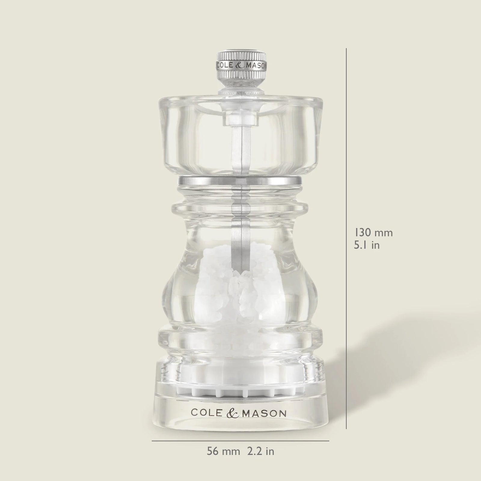 Cole & Mason London Salt Mill – Acrylic – 5" / 13 cm (Pre-filled)