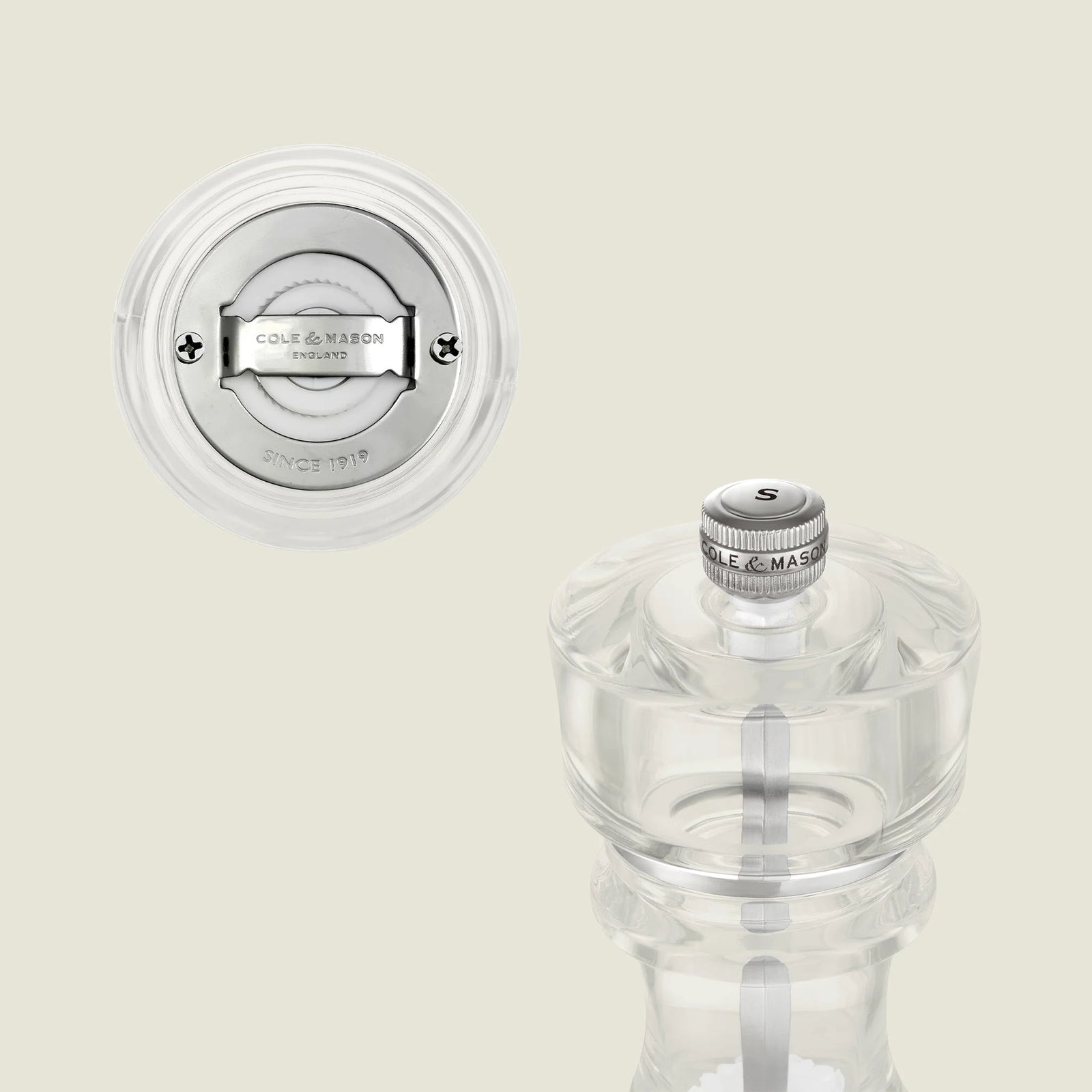 Cole & Mason London Collection Salt & Pepper Mill Gift Set – Acrylic – 7" / 18 cm (Pre-filled)