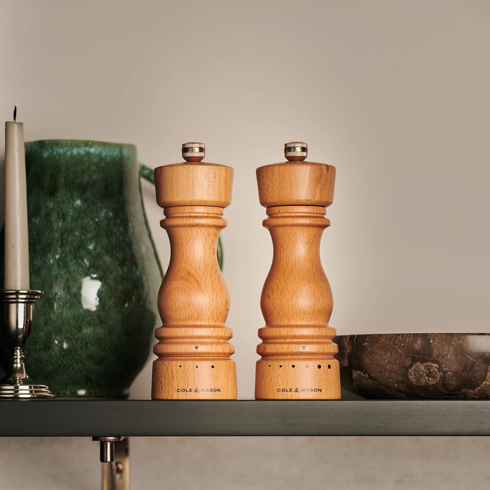 Cole & Mason London Grind Select Salt & Pepper Mill Gift Set – Natural Beech – 7" / 18 cm
