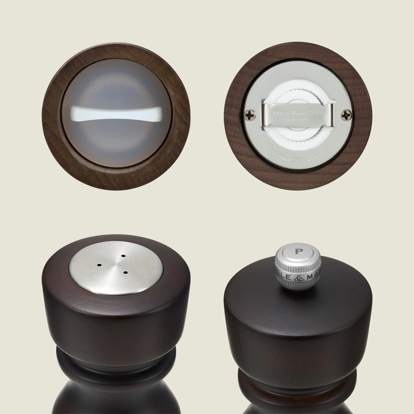Cole & Mason London Salt Shaker & Pepper Mill Gift Set – Chocolate Wood – 5" / 13 cm