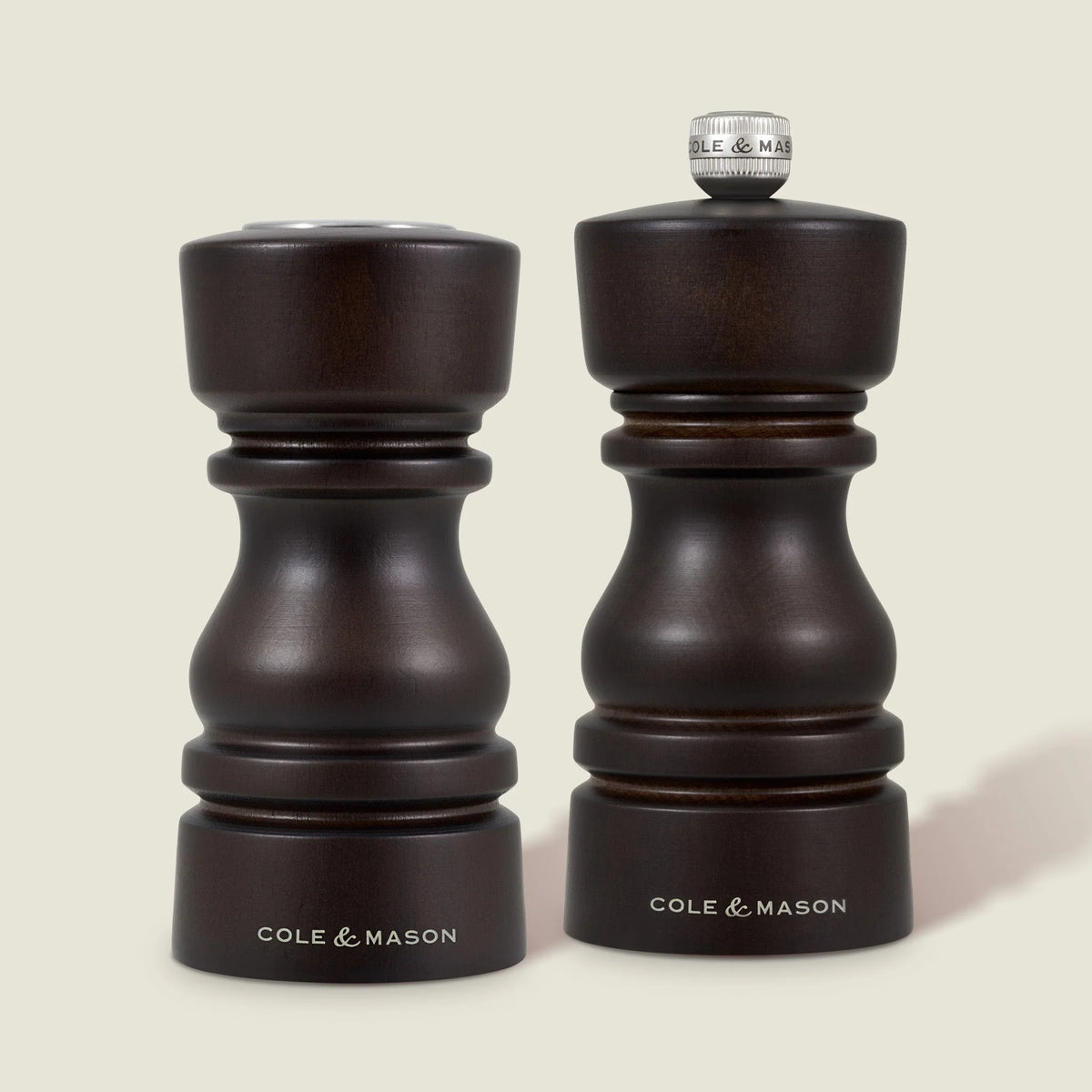 Cole &amp; Mason London Salt Shaker &amp; Pepper Mill Gift Set – Chocolate Wood – 5" / 13 cm