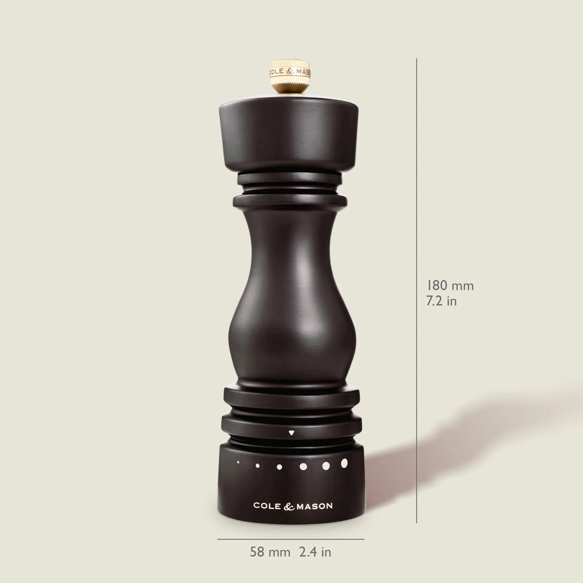 Cole & Mason London Grind Select Pepper Mill – Chocolate Wood – 7" / 18 cm
