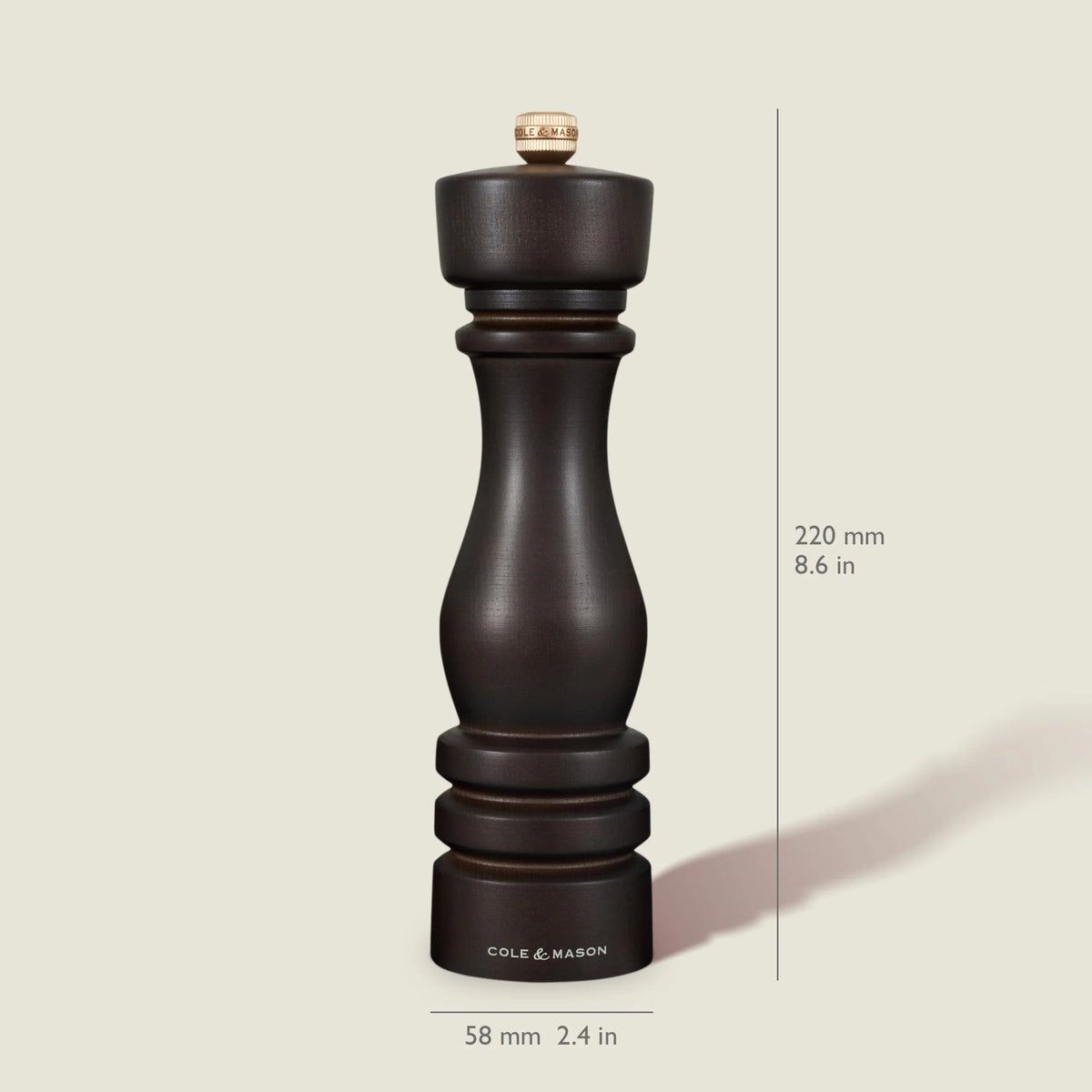 Cole & Mason London Pepper Mill – Chocolate Wood – 8.5" / 22 cm
