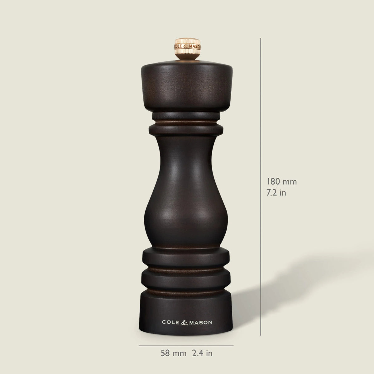 Cole & Mason London Collection Pepper Mill – Chocolate Wood – 7" / 18 cm