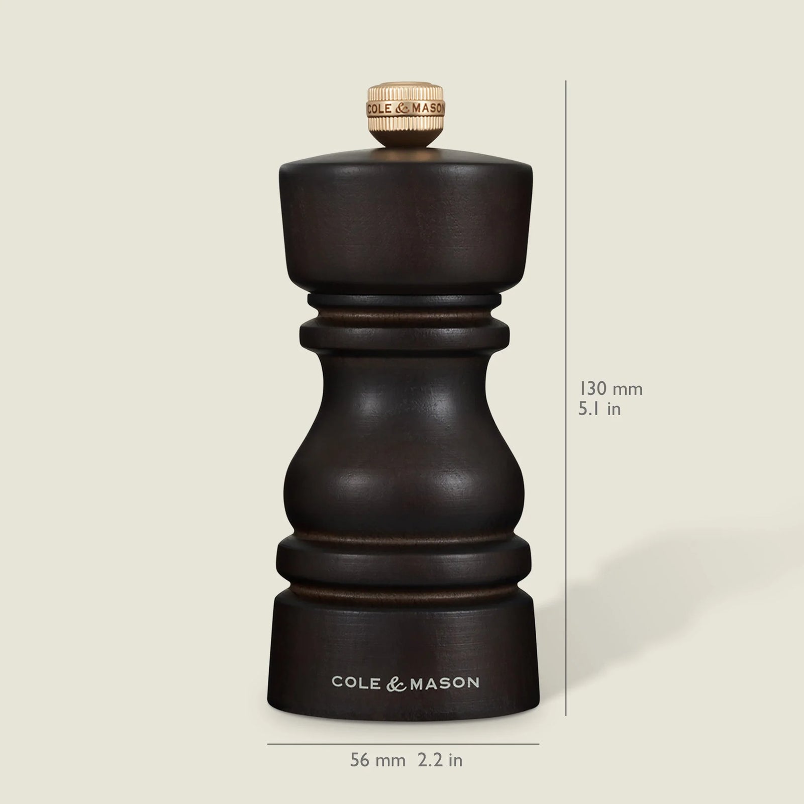 Cole & Mason London Salt & Pepper Mill Gift Set – Chocolate Wood – 5" / 13 cm