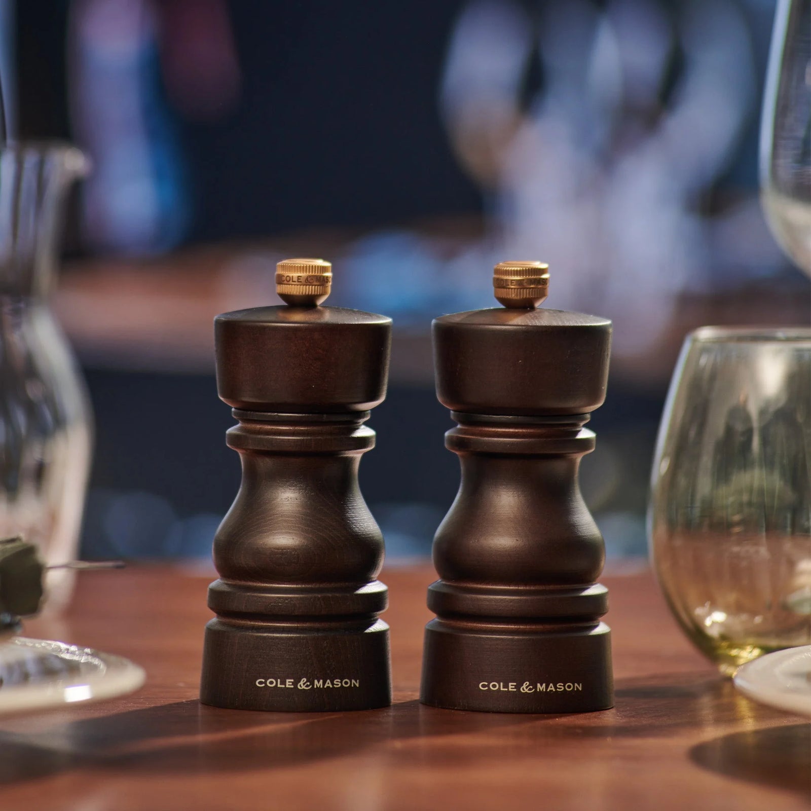 Cole & Mason London Salt & Pepper Mill Gift Set – Chocolate Wood – 5" / 13 cm