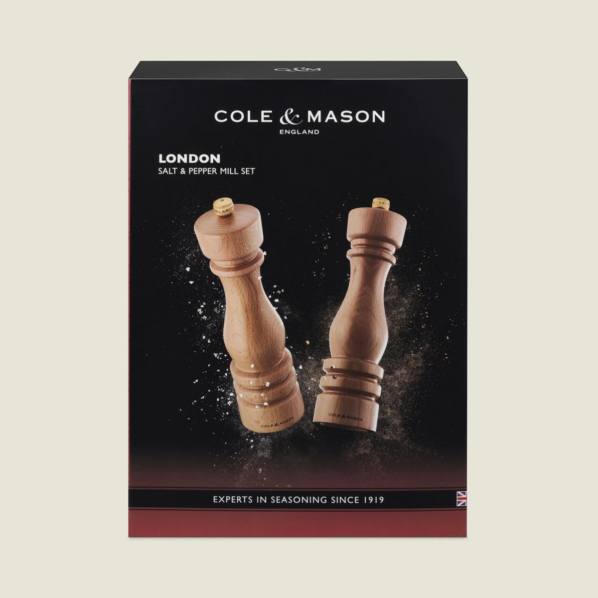 Cole & Mason The London Salt & Pepper Mill Gift Set – Natural Beech – 8.5" / 22 cm