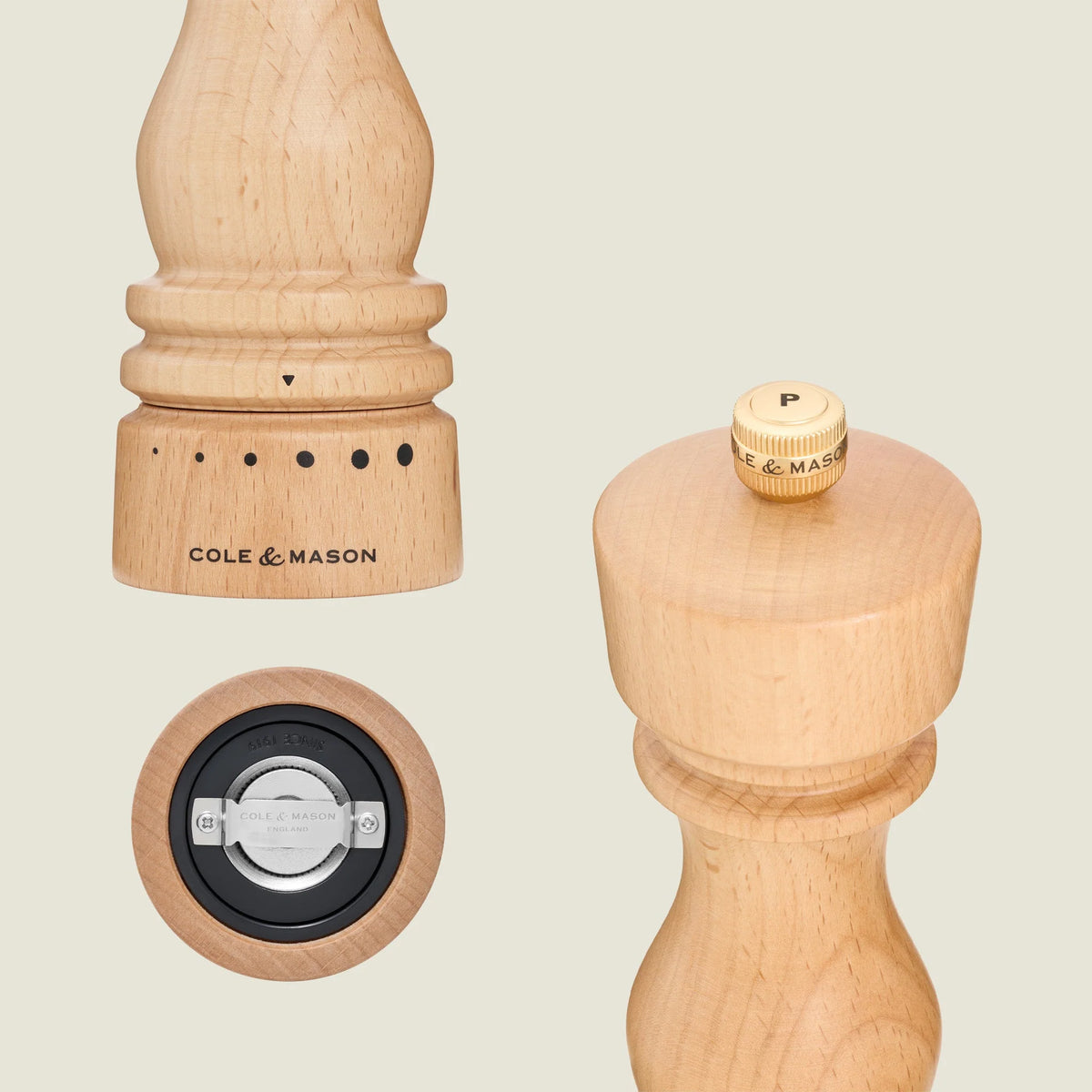 Cole & Mason London Grind Select Pepper Mill – Natural Beech – 7" / 18 cm