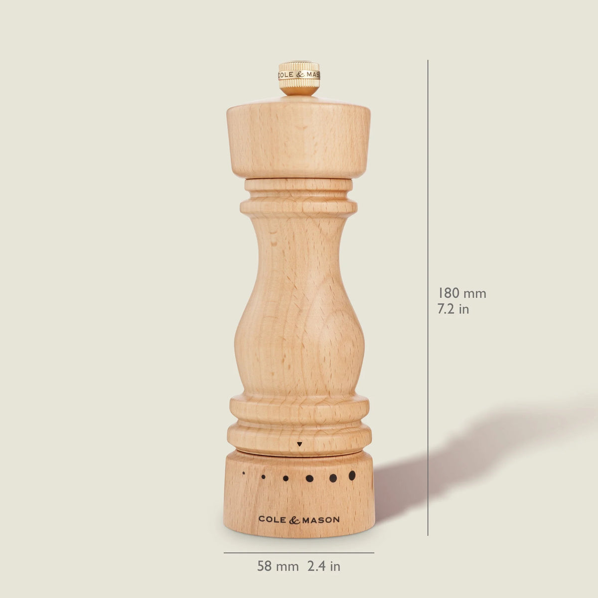 Cole & Mason London Grind Select Pepper Mill – Natural Beech – 7" / 18 cm