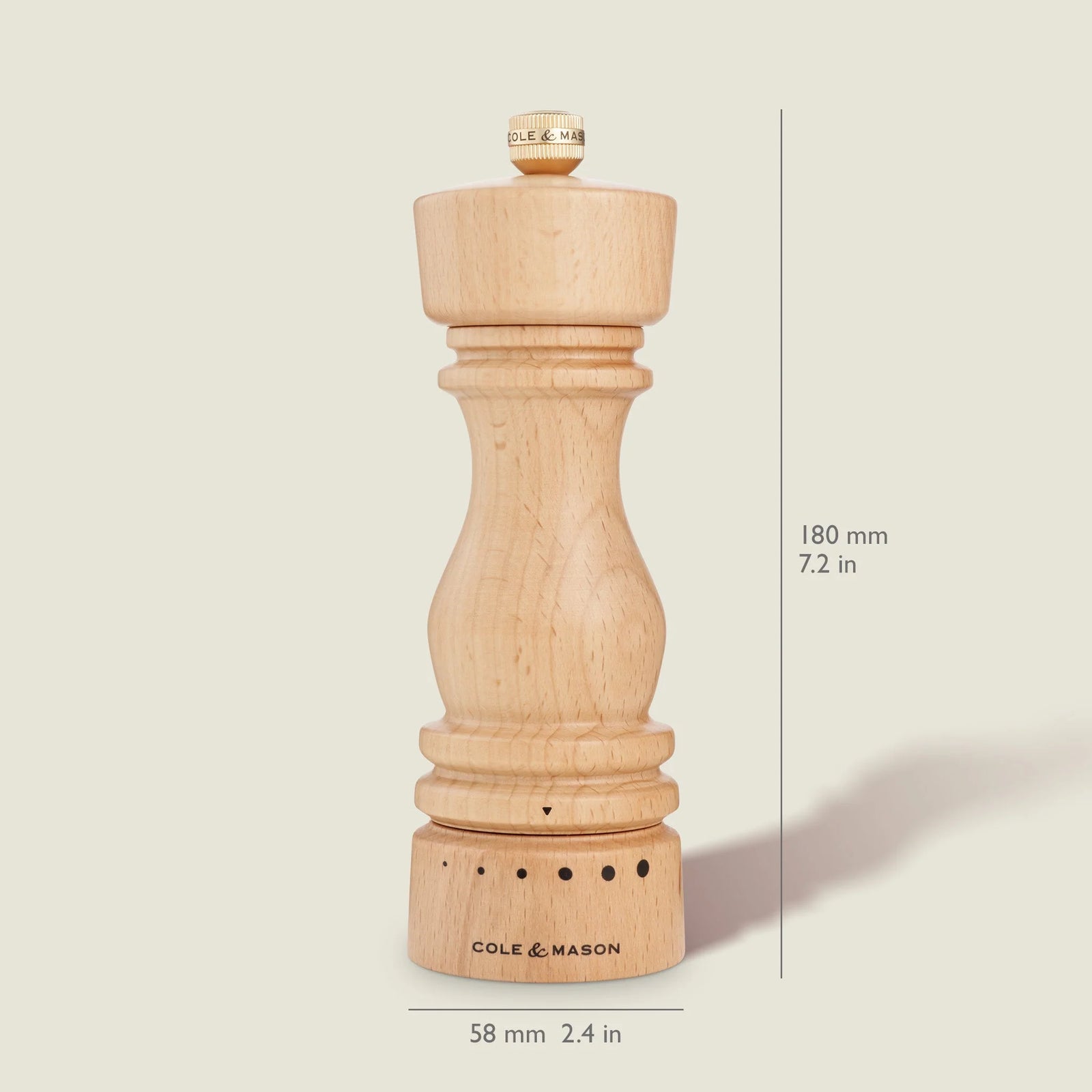 Cole & Mason London Grind Select Pepper Mill – Natural Beech – 7" / 18 cm