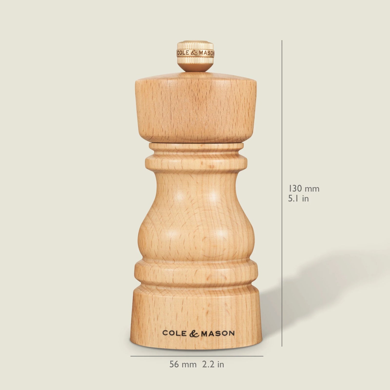 Cole & Mason The London Collection Pepper Mill – Natural Beech – 5" / 13 cm