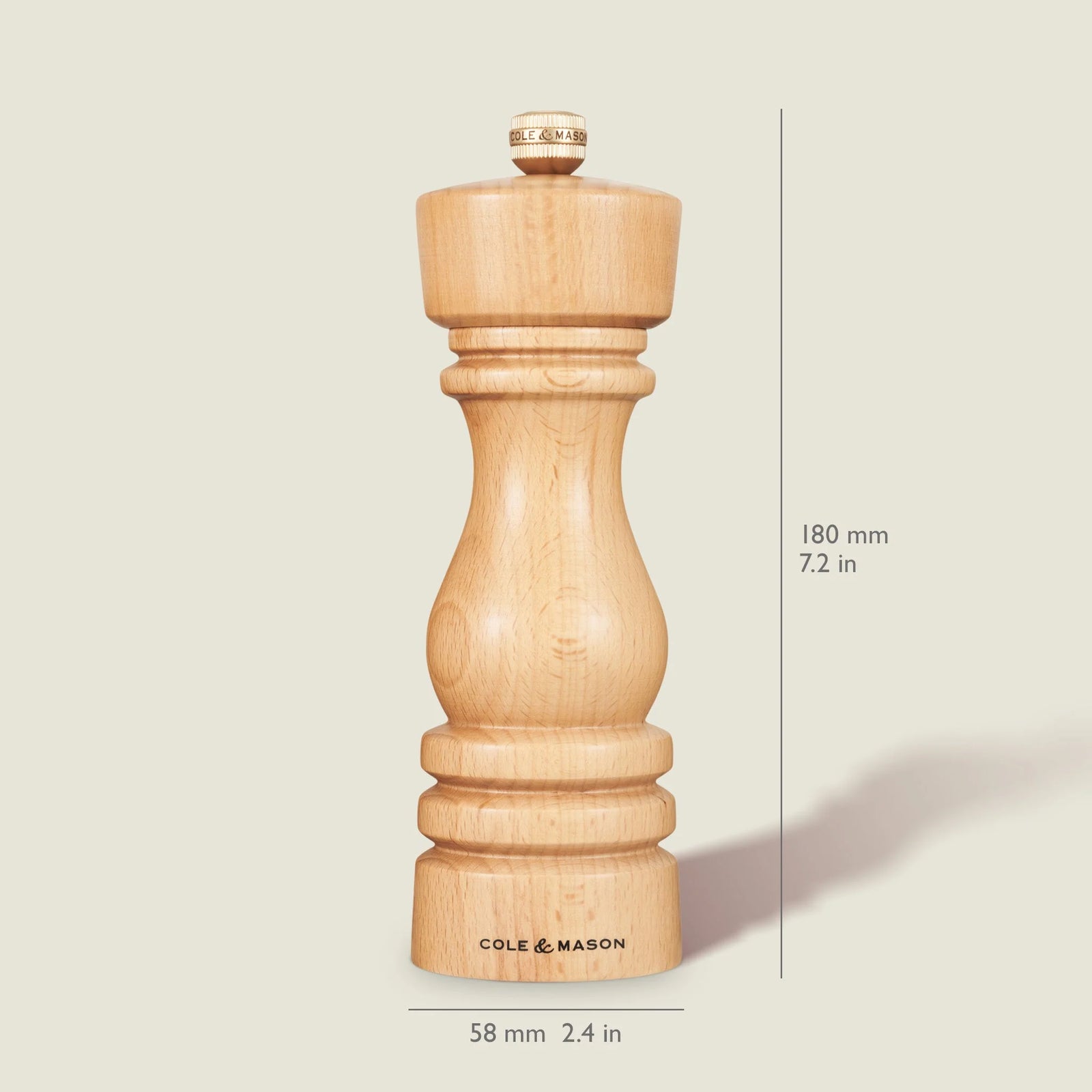 Cole & Mason The London Collection Pepper Mill – Natural Beech – 7" / 18 cm