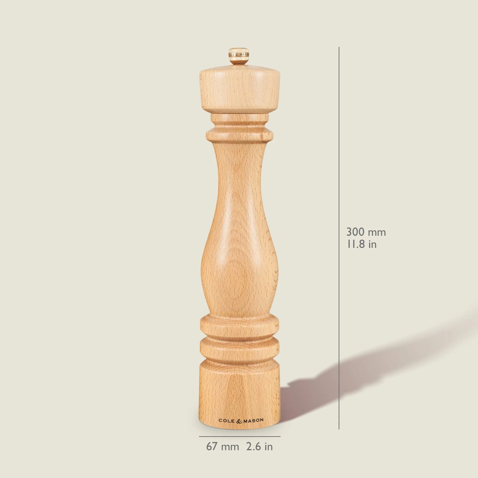 Cole & Mason The London Collection Pepper Mill – Natural Beech – 12" / 30 cm