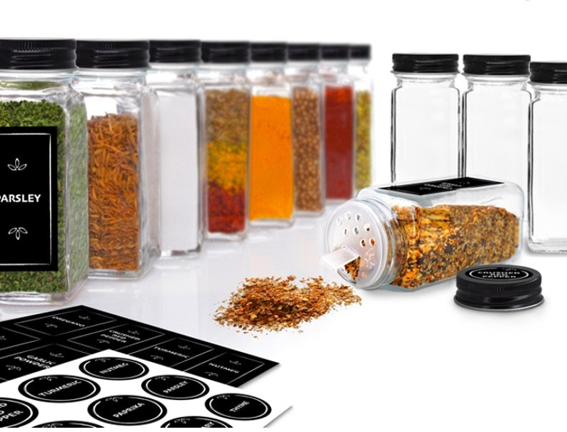 Danesco Spice Jar Set of 12 with Labels by Kitchen Niche