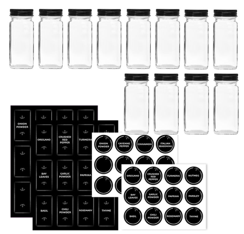 Danesco Spice Jar Set of 12 with Labels by Kitchen Niche