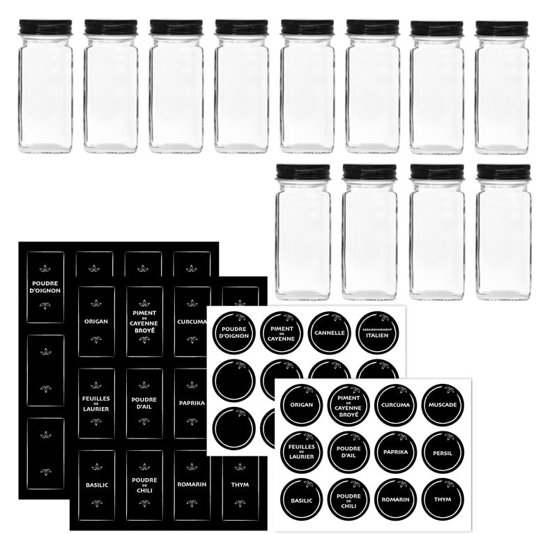 Danesco Spice Jar Set of 12 with Labels by Kitchen Niche