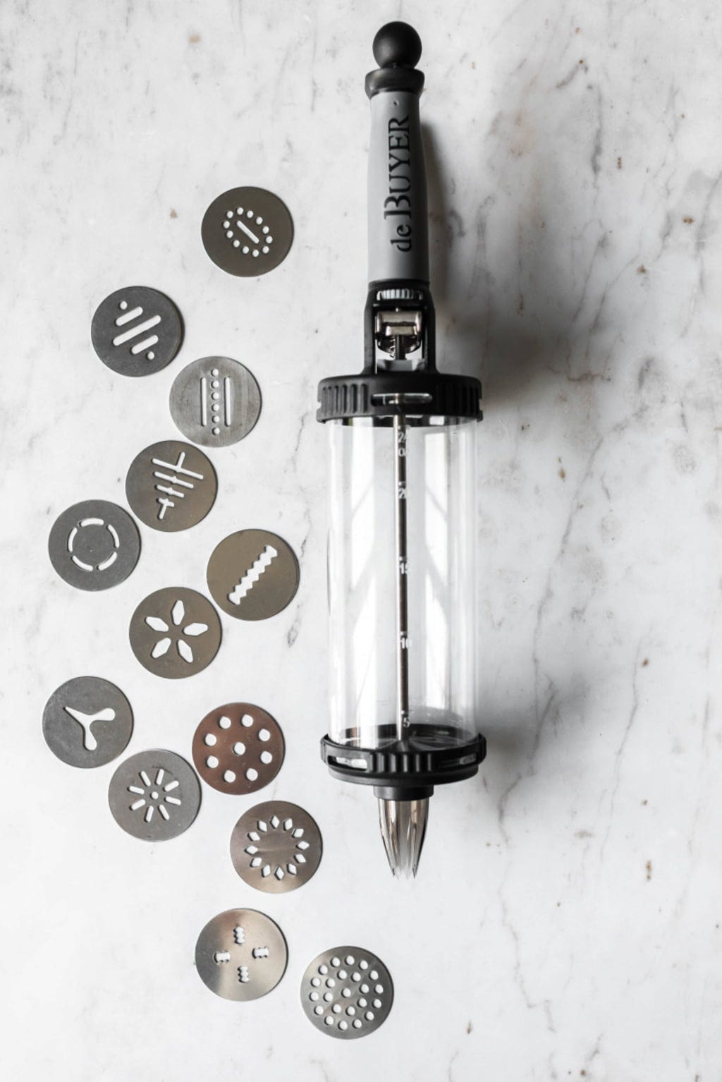 DeBuyer Le Tube Pastry Gun Cookie Press with 13 Cookie Discs