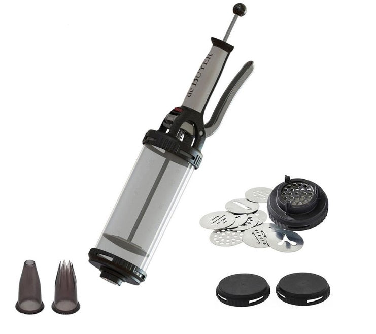 DeBuyer Le Tube Pastry Gun Cookie Press with 13 Cookie Discs De Buyer by Kitchen Niche