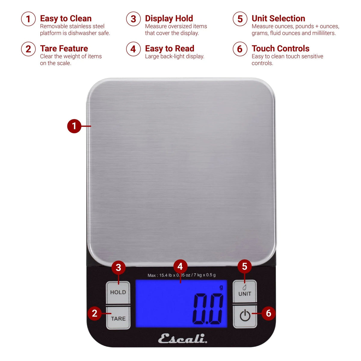 Escali Nutro Black Digital Kitchen Scale by Kitchen Niche