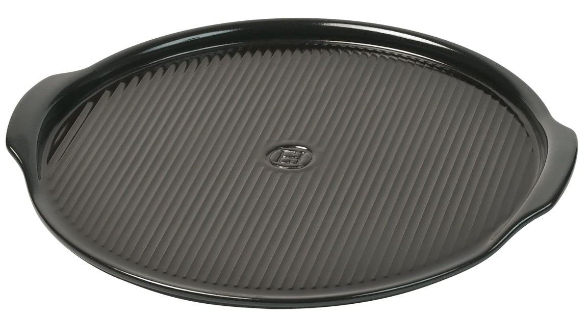 Emile Henry Ridged Pizza Stone Charcoal Black Emile Henry by Kitchen Niche