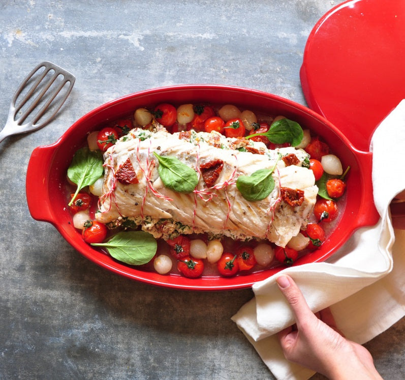 Emile Henry Fish Steamer Burgundy Red by Kitchen Niche