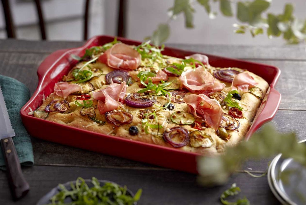 Emile Henry Focaccia Bread Baker Burgundy by Kitchen Niche