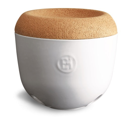 Emile Henry Garlic Pot Matte Chalk White by Kitchen Niche