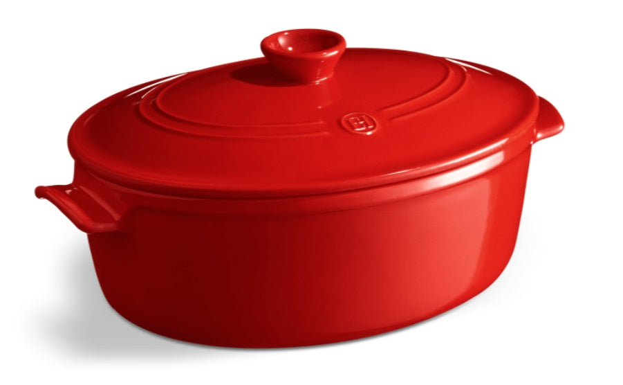 Emile Henry Oval Casserole 6L Burgundy Red by Kitchen Niche
