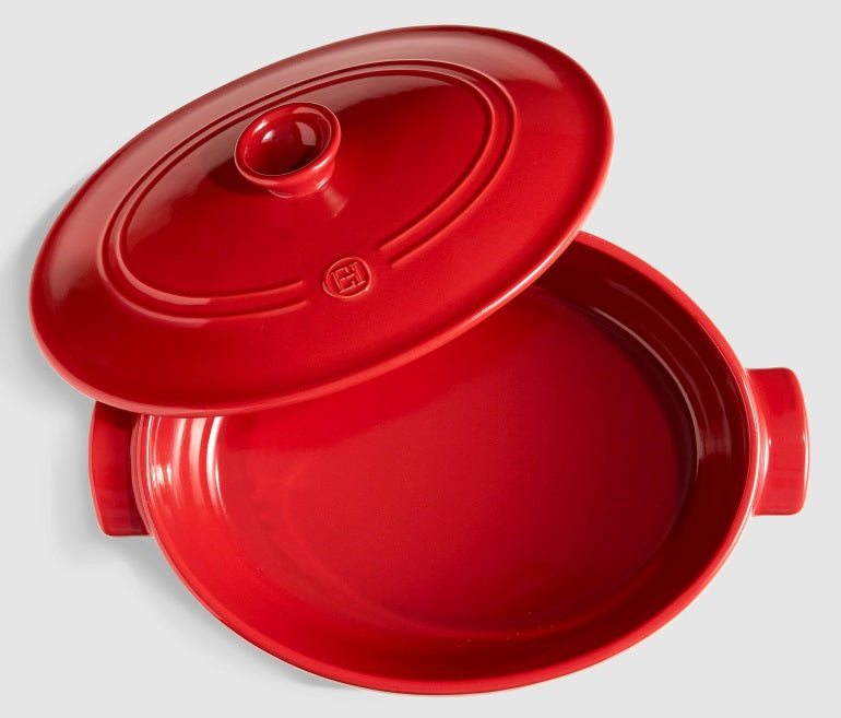 Emile Henry Oval Casserole 6L Burgundy Red by Kitchen Niche