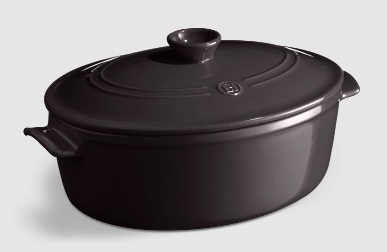 Emile Henry Oval Casserole 6L Charcoal Black by Kitchen Niche