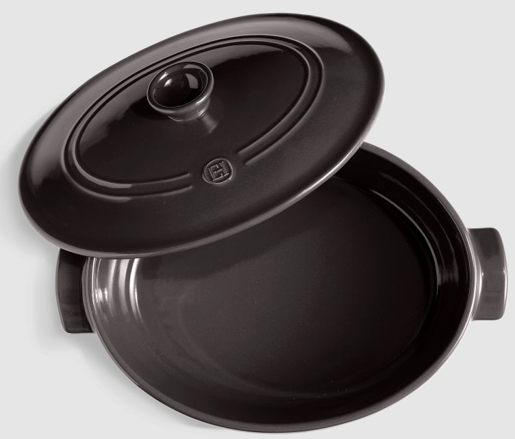 Emile Henry Oval Casserole 6L Charcoal Black by Kitchen Niche