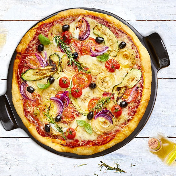 Emile Henry Smooth Pizza Stone Charcoal Black by Kitchen Niche